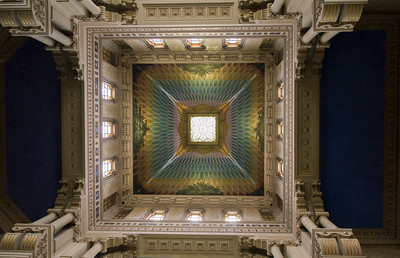 Colored squared dome of the Great Synagogue 